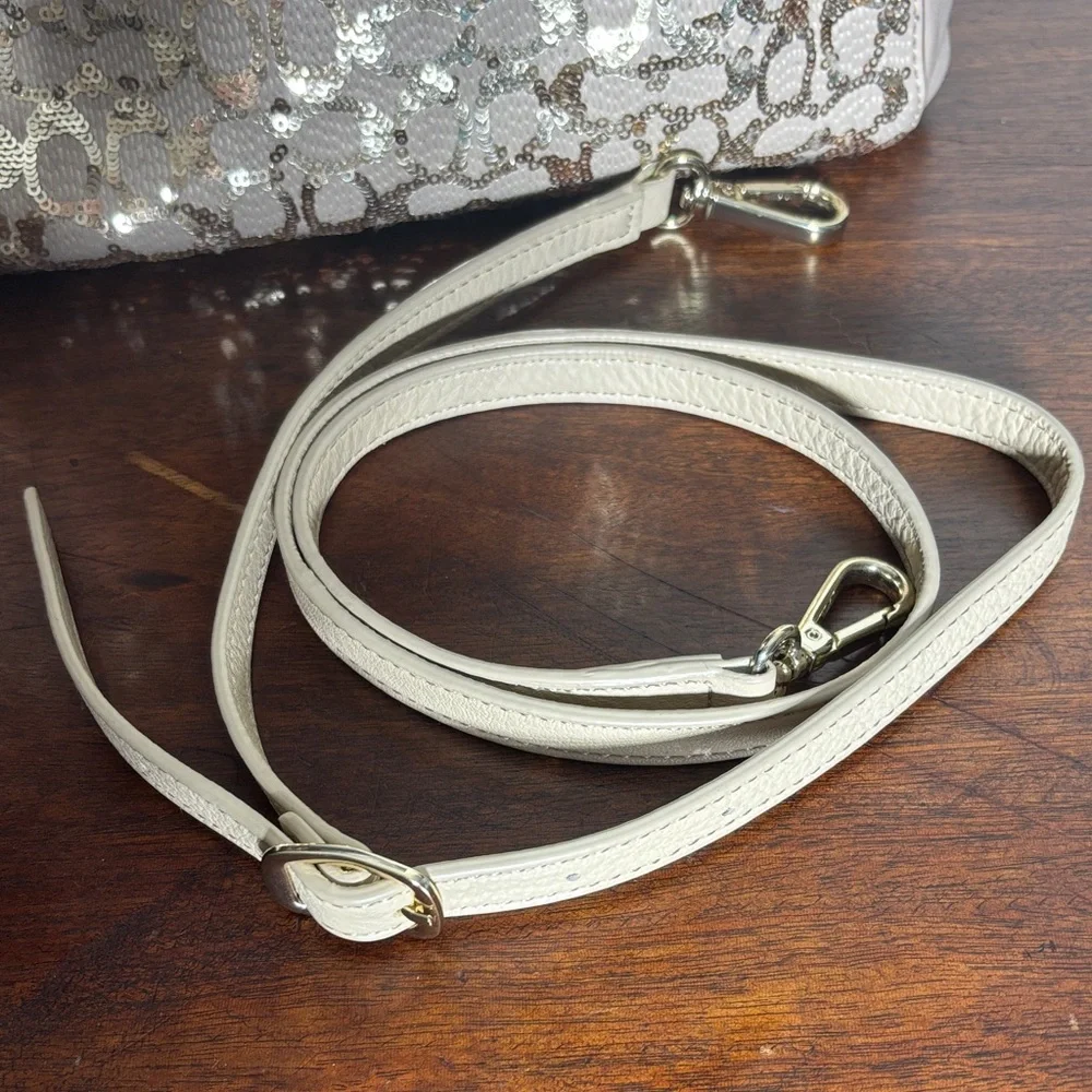 Coach Poppy 2013 East/West Satchel/Crossbody in Sequin w Satin Purple Inside - Picture 11 of 16